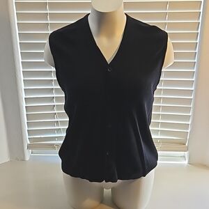 Eddie Bauer Black Knit Button Down Sweater Vest